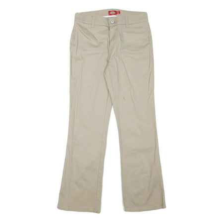 DICKIES Womens Cotton Blend Beige Regular Fit Straight Leg Trousers W26 L27