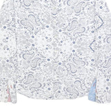 PEPE JEANS Womens White Blue Paisley Print Shirt Long Sleeve Collared S