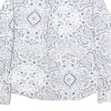 PEPE JEANS Womens White Blue Paisley Print Shirt Long Sleeve Collared S