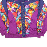 LAVON Womens Blue & Purple Abstract Pattern Zip Nylon Jacket L Fashion Outerwear