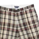 CHAPS Mens Beige Plaid Casual Shorts XL W36 Cotton Blend Comfortable Summer