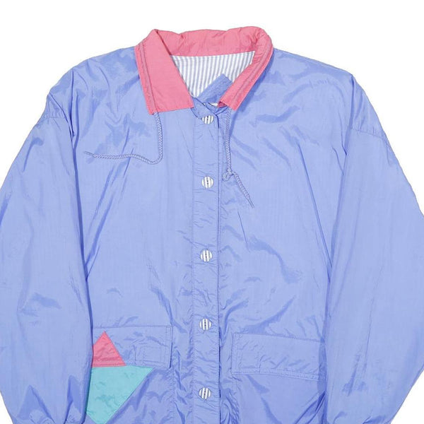 CURRENT SEEN Womens Blue Pink Nylon Button Jacket M Lightweight Colourblock