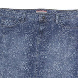 TOMMY HILFIGER Womens Blue Denim Print Mini Cotton Skirt M Stylish Casual