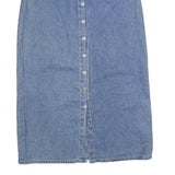 CLUB NEWPORT Womens Blue Denim Button Front Midi Cotton Blend Skirt M Classic