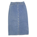 CLUB NEWPORT Womens Blue Denim Button Front Midi Cotton Blend Skirt M Classic