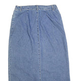 CLUB NEWPORT Womens Blue Denim Button Front Midi Cotton Blend Skirt M Classic