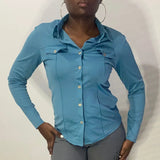 Sisley Shirt - Small Blue Polyester