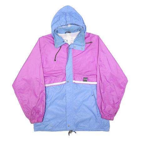 AQUA GUARD Mens Purple & Blue Zip Jacket L Polyester Colourblock Hooded Casual