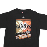 MAJESTIC Mens Black Giants World Series Celebration T-Shirt L Short Sleeve Crew