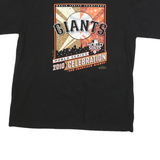 MAJESTIC Mens Black Giants World Series Celebration T-Shirt L Short Sleeve Crew