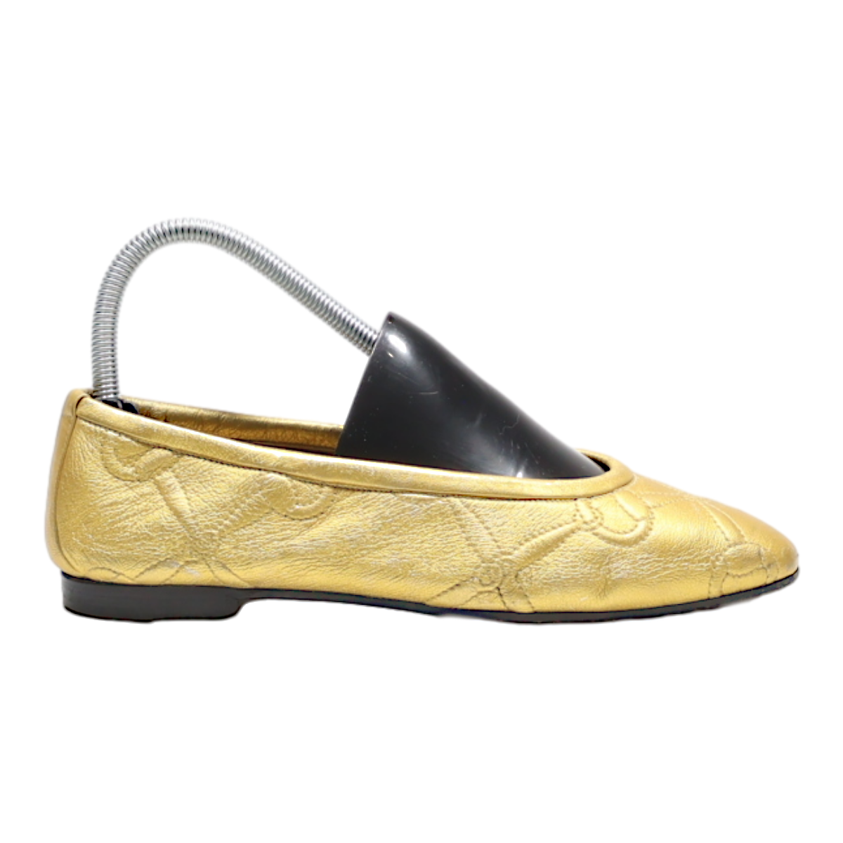 GUCCI Ballet Shoes Gold Leather Womens UK 4