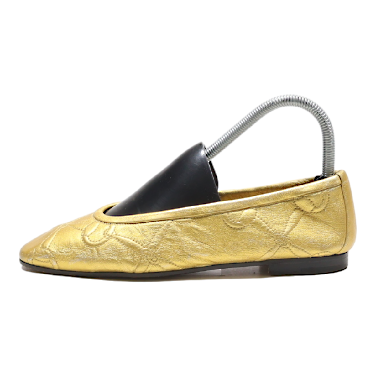 GUCCI Ballet Shoes Gold Leather Womens UK 4