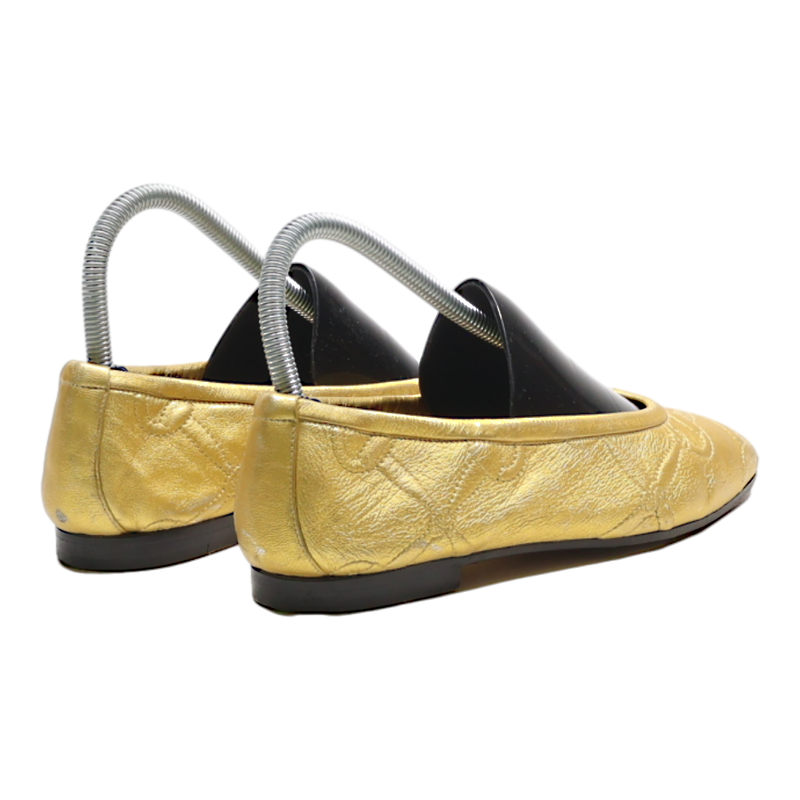GUCCI Ballet Shoes Gold Leather Womens UK 4