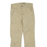 CARHARTT Mens Jeans Beige Regular Straight Denim W30 L30 Workwear Zip Closure