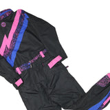 TIPSY SLEEVE Womens Black & Pink Blue Contrast Dungarees XS W36 L28 Retro