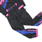 TIPSY SLEEVE Womens Black & Pink Blue Contrast Dungarees XS W36 L28 Retro