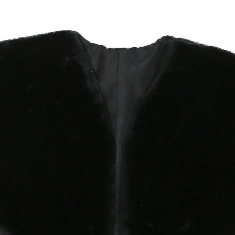 Womens Black Faux Fur Jacket M Polyester Blend Plush Soft Fabric Easy Wear