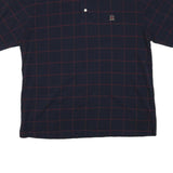 TOMMY HILFIGER Mens Navy Blue Short Sleeve Check Polo Shirt M Classic Fit