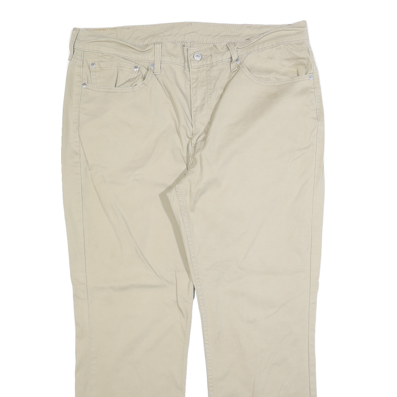 LEVI'S Mens Cotton Blend Beige Regular Straight Trousers W38 L30 Classic Zip
