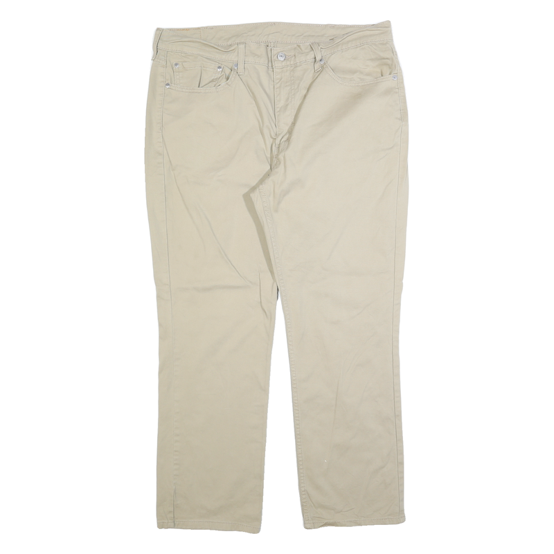 LEVI'S Mens Cotton Blend Beige Regular Straight Trousers W38 L30 Classic Zip