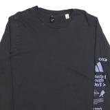 ADIDAS Mens Black Long Sleeve Crew Neck Graphic T-Shirt L Cotton Blend
