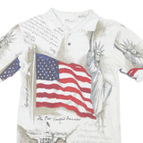 AMERICAN SUNRISE Mens White Short Sleeve Liberty Print Polo Shirt S Cotton Blend