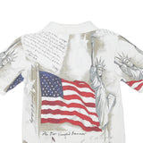 AMERICAN SUNRISE Mens White Short Sleeve Liberty Print Polo Shirt S Cotton Blend