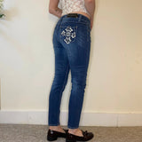 Premiere Embroidered Jeans - 32W UK 10 Blue Cotton