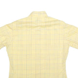 Mens Yellow Checked Cotton Blend Short Sleeve Shirt L Casual Summer Wear