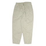 Beige Womens Cotton Regular Fit Straight Leg Trousers W28 L26 Casual Zip Closure