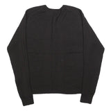 CALVIN KLEIN Womens Black Plain Wool Pullover V-Neck Regular L Jumper Knitwear