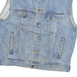 DENVER Mens Blue Denim Vest M Cotton Blend Button Closure Country Station Logo