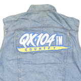 DENVER Mens Blue Denim Vest M Cotton Blend Button Closure Country Station Logo