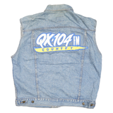 DENVER Mens Blue Denim Vest M Cotton Blend Button Closure Country Station Logo