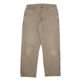 DICKIES Mens Regular Fit Beige Work Trousers W34 L30 Cotton Blend Zip
