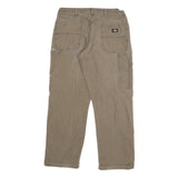 DICKIES Mens Regular Fit Beige Work Trousers W34 L30 Cotton Blend Zip