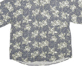 SUMMA Mens Blue Floral Print Silk Shirt XL Casual Summer Relaxed Fit
