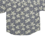 SUMMA Mens Blue Floral Print Silk Shirt XL Casual Summer Relaxed Fit