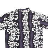 APPLE HOUSE Mens Black & White Hawaiian Shirt L Cotton Floral Pattern