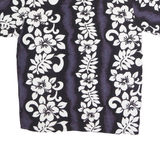 APPLE HOUSE Mens Black & White Hawaiian Shirt L Cotton Floral Pattern