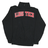 CHAMPION Mens Black Illinois Tech Half Zip M Sweatshirt Cotton Blend Pullover