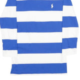 RALPH LAUREN SPORT Womens Blue & White Striped T-Shirt S Long Sleeve Crew Neck