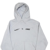 NIKE Mens White Pullover Hoodie M Cotton Blend Jersey Sports Logo 72 Print