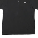 REEBOK Mens Black Short Sleeve Plain Polo Shirt L Cotton Blend Casual Sportswear