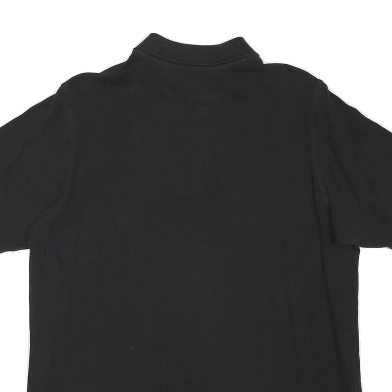 REEBOK Mens Black Short Sleeve Plain Polo Shirt L Cotton Blend Casual Sportswear