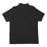 REEBOK Mens Black Short Sleeve Plain Polo Shirt L Cotton Blend Casual Sportswear