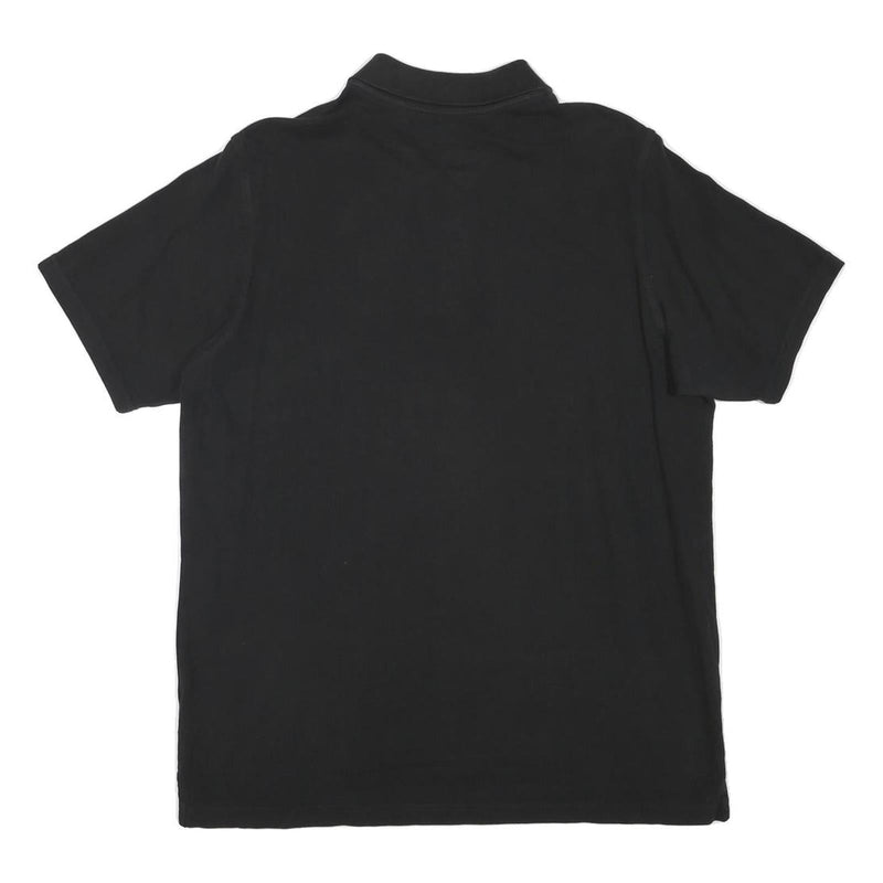 REEBOK Mens Black Short Sleeve Plain Polo Shirt L Cotton Blend Casual Sportswear