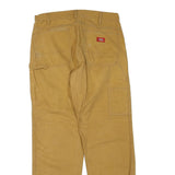 DICKIES Mens Cotton Blend Brown Regular Straight Trousers W32 L32 Workwear