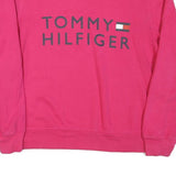 TOMMY HILFIGER Womens Pink Crew Neck Sweatshirt L Cotton Blend Casual Pullover