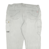 KRENGER Mens Cotton Blend Grey Relaxed Cargo Trousers W42 L30 Utility Pockets